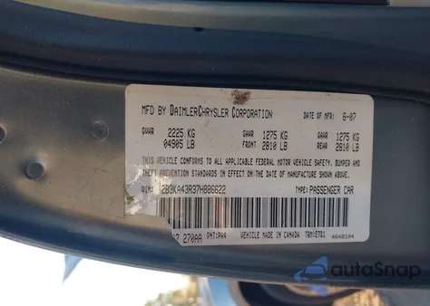 2007 Dodge Charger z USA, uszkodzony, nr VIN 2B3KA43R37H886622